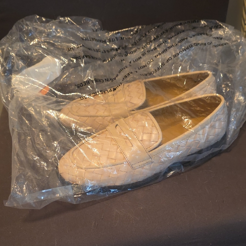 Women's Woven Penny Loafers in Beige